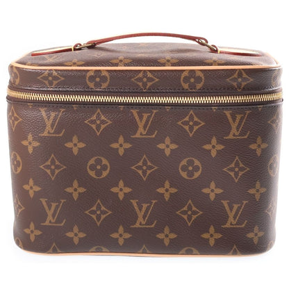 Louis Vuitton Monogram Nice BB Vanity Handbag Brown Leather Gold
