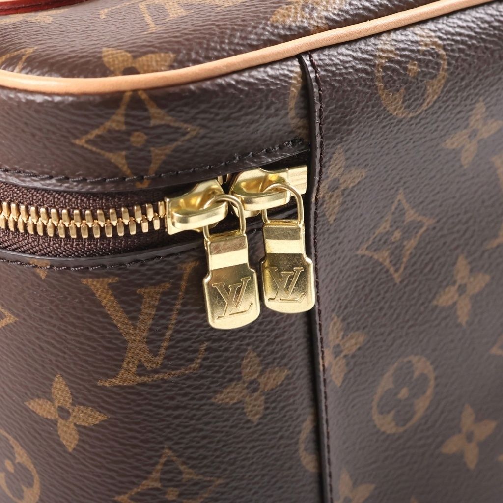 Louis Vuitton Monogram Nice BB Vanity Handbag Brown Leather Gold — view 7
