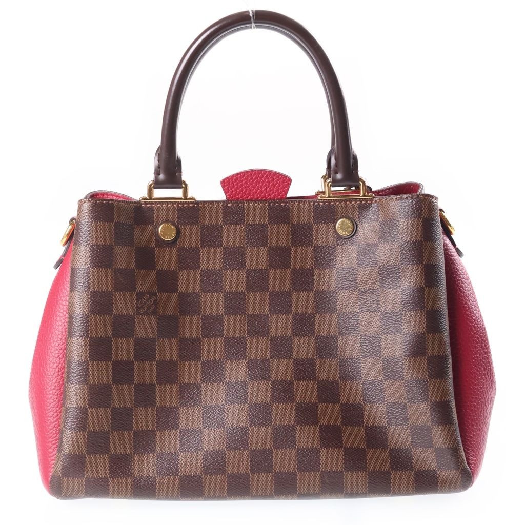 Louis Vuitton Brittany Handbag 2-Way Shoulder Damier Leather Brown Fuchsia — view 2