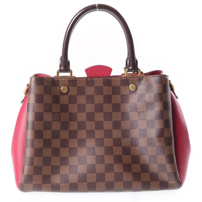 Louis Vuitton Brittany Handbag 2-Way Shoulder Damier Leather Brown Fuchsia — view 2