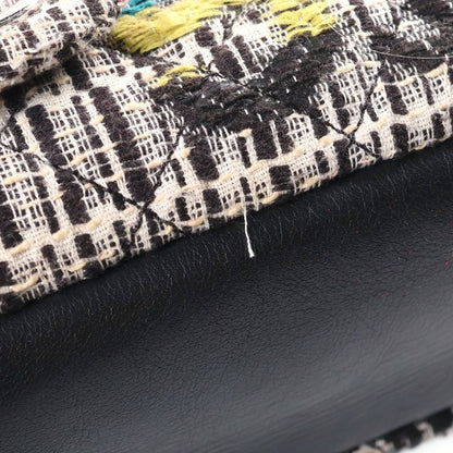 Chanel Quilted CC Logo Double Flap Chain Tweed Shoulder Bag Multicolor Leather — view 6