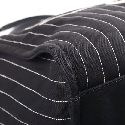 Chanel Deauville GM Tote Black Canvas Leather Silver — view 5