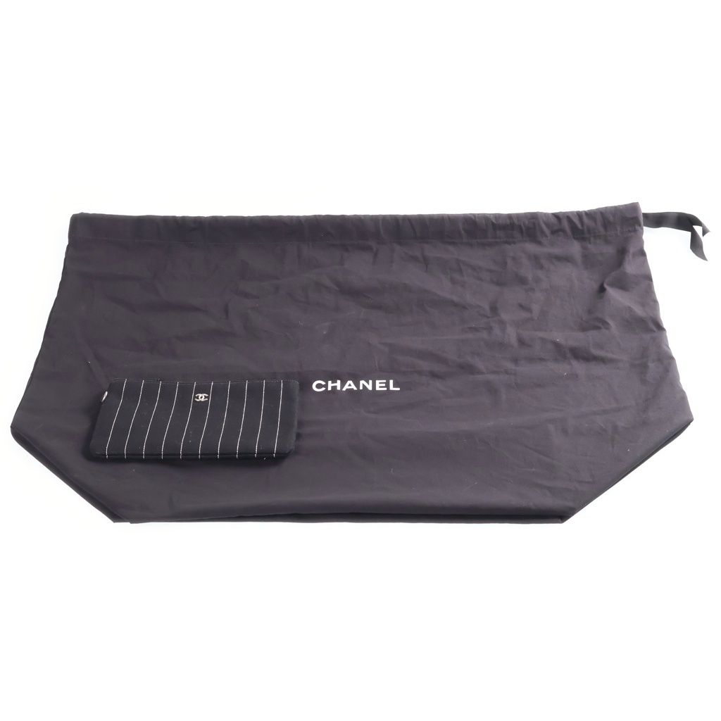 Chanel Deauville GM Tote Black Canvas Leather Silver — view 8