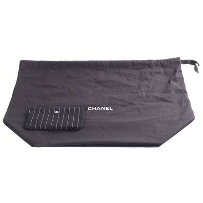 Chanel Deauville GM Tote Black Canvas Leather Silver — view 8