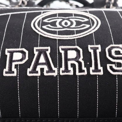 Chanel Deauville GM Tote Black Canvas Leather Silver — view 6