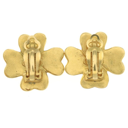 Chanel CC Logo Clover Earrings Gold — view 2