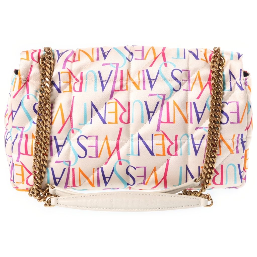 Saint Laurent Paris Logo All Over Print Nylon Patted Quilted Chain Shoulder Bag — view 2