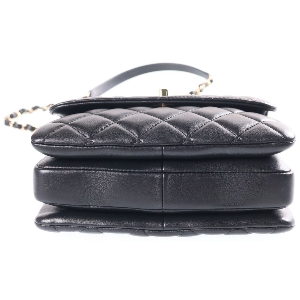 Chanel Quilted Top Handle Trendy CC 2-Way Chain Shoulder Bag Black Leather Gold — view 4