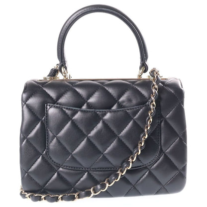 Chanel Quilted Top Handle Trendy CC 2-Way Chain Shoulder Bag Black Leather Gold — view 2