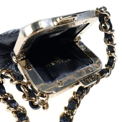 Chanel Quilted Kiss Lock Chain Wallet Pouch Black Lambskin Gold — view 5