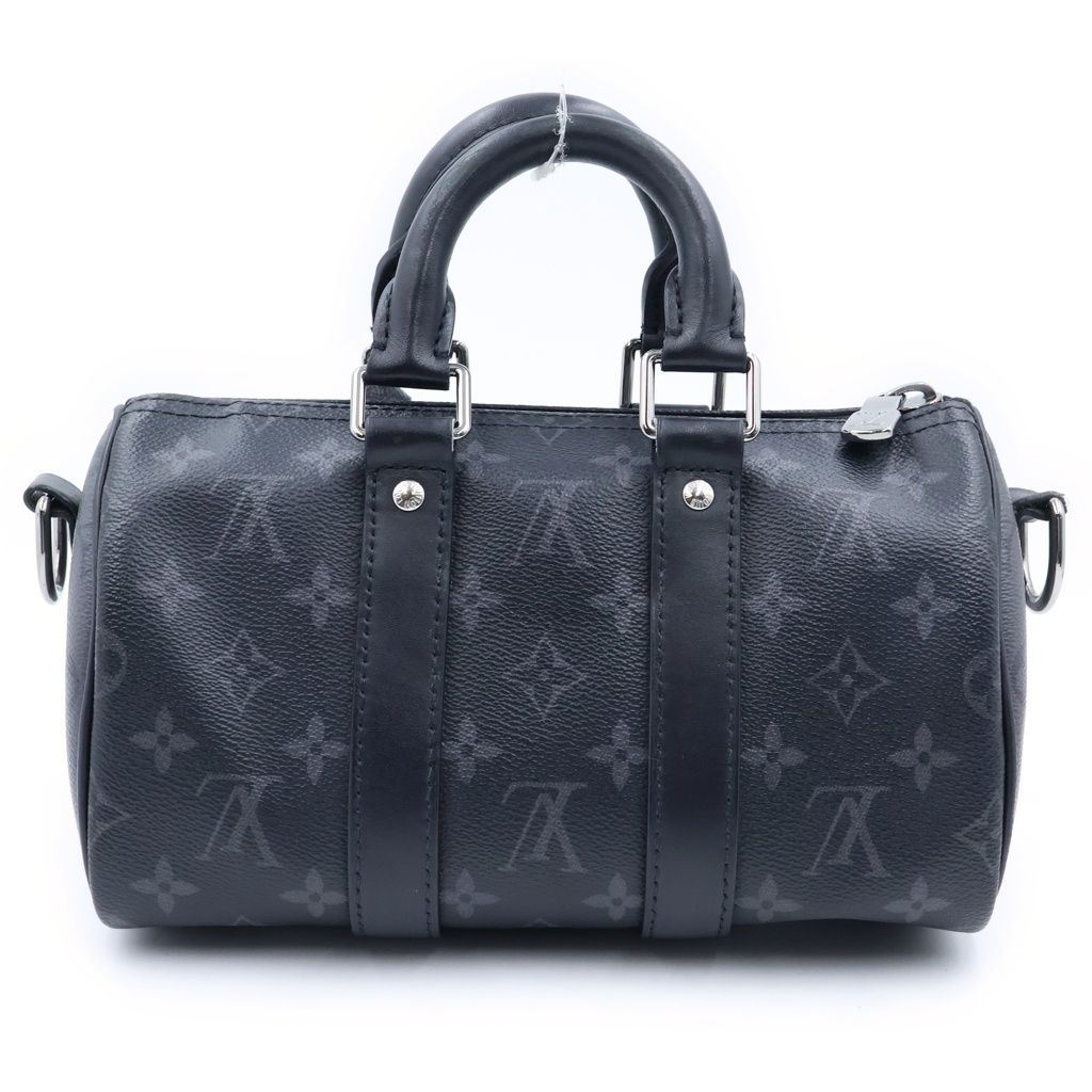 Louis Vuitton Monogram Eclipse Keepall Bandouliere 25 Leather Silver 2-Way — view 2