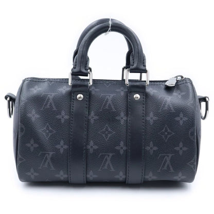 Louis Vuitton Monogram Eclipse Keepall Bandouliere 25 Leather Silver 2-Way — view 2