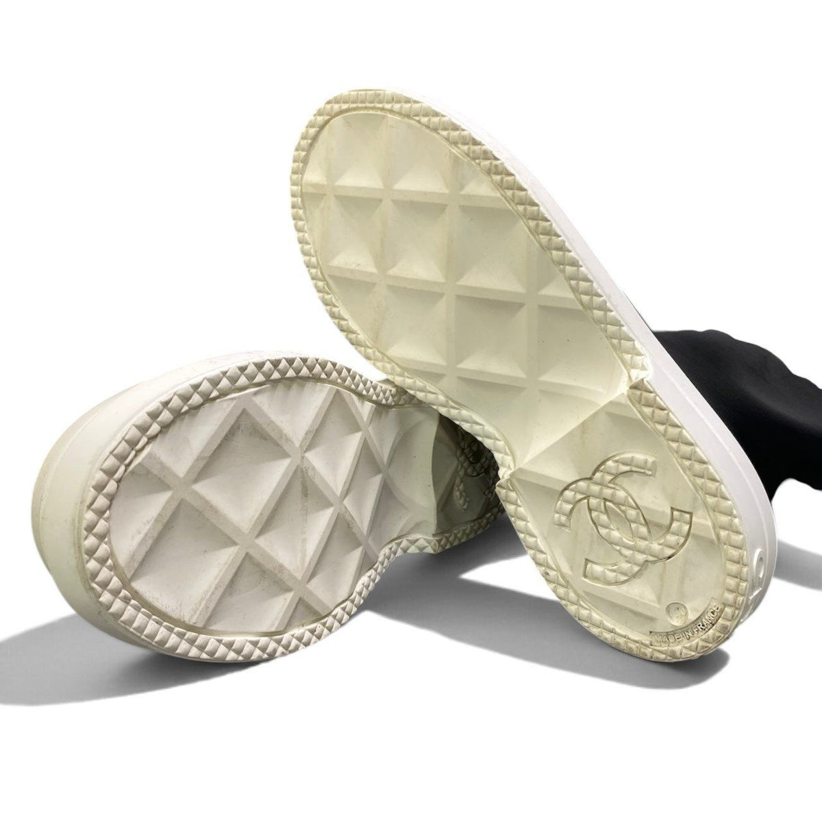 Chanel I2 Rubber Rain Boots Long CC Logo Black White — view 8