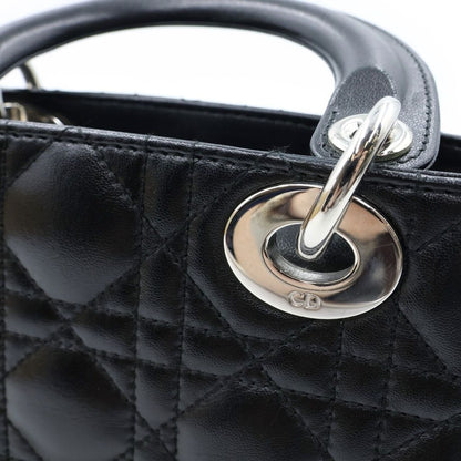Dior Mini Leather Silver 2-Way Shoulder Bag Black — view 8