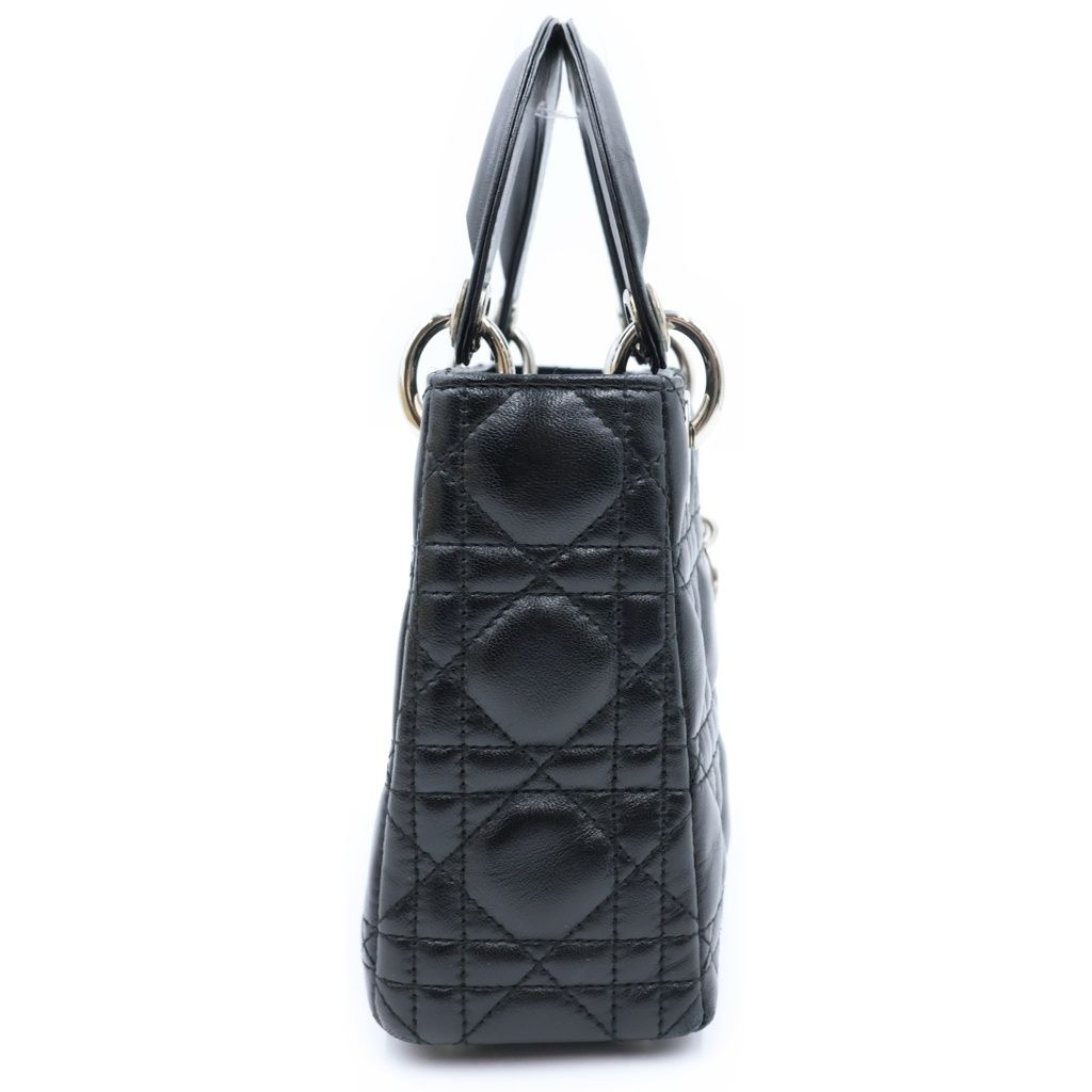 Dior Mini Leather Silver 2-Way Shoulder Bag Black — view 3