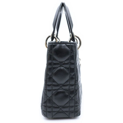 Dior Mini Leather Silver 2-Way Shoulder Bag Black — view 3