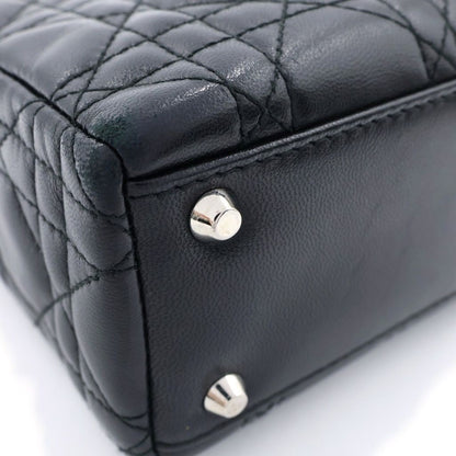 Dior Mini Leather Silver 2-Way Shoulder Bag Black — view 6