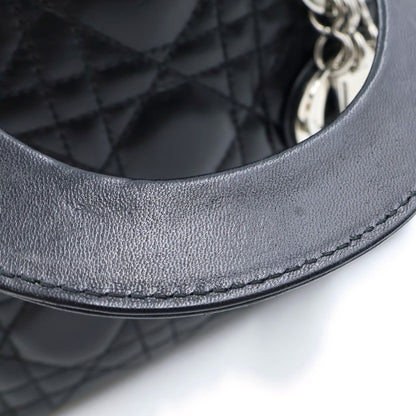 Dior Mini Leather Silver 2-Way Shoulder Bag Black — view 7