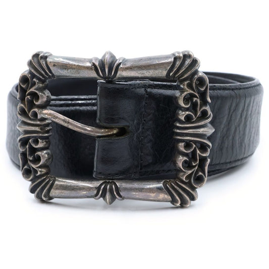 Chrome Hearts Blt Filigree Otj Buckle Leather Belt Black Silver
