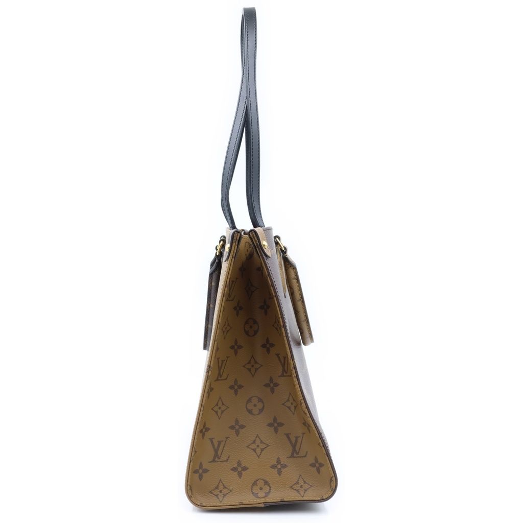 Louis Vuitton Monogram Reverse on the Go MM Tote Brown Leather Gold — view 3