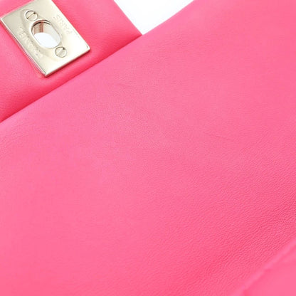 Chanel Quilted Top Handle Mini Flap Chain Shoulder Bag Fuchsia Pink Lambskin — view 6