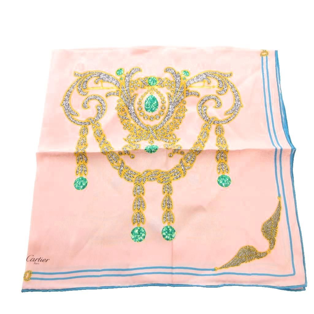 Cartier Scarf Logo All Over Print Silk Pink — view 3