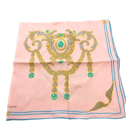 Cartier Scarf Logo All Over Print Silk Pink