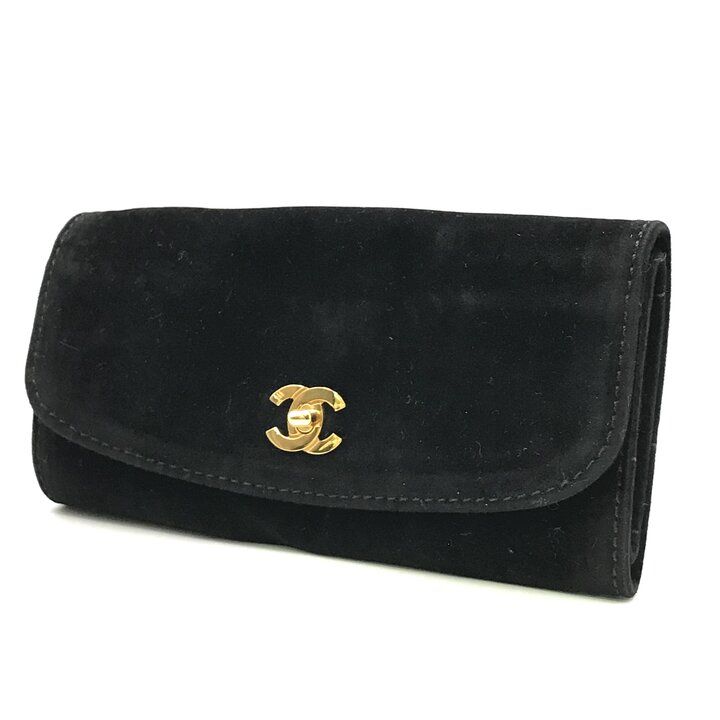 Chanel CC Logo Vintage Velour Black Brush Case Makeup Pouch — view 2