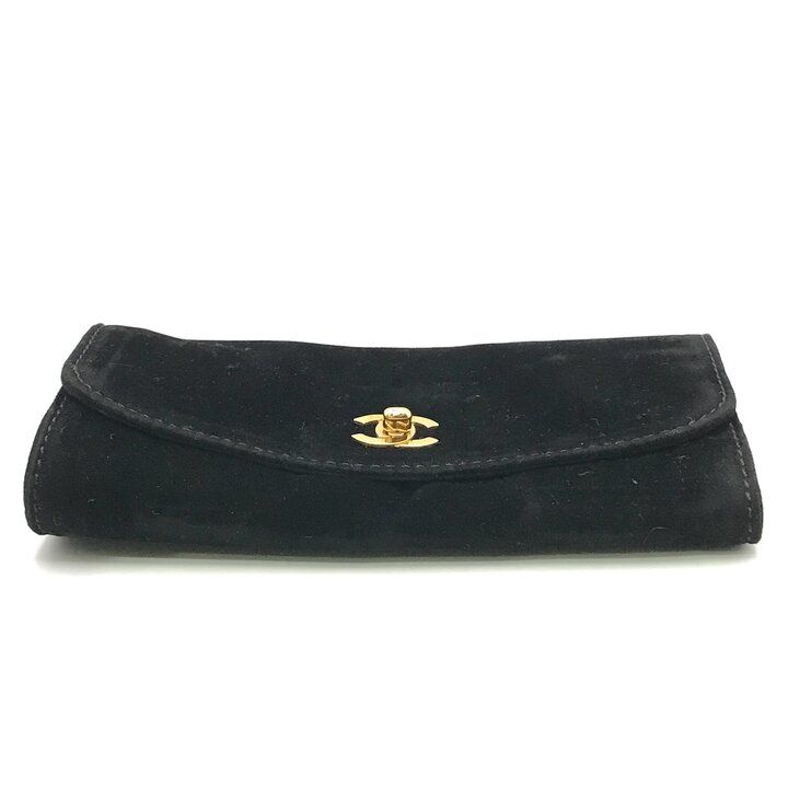 Chanel CC Logo Vintage Velour Black Brush Case Makeup Pouch — view 4