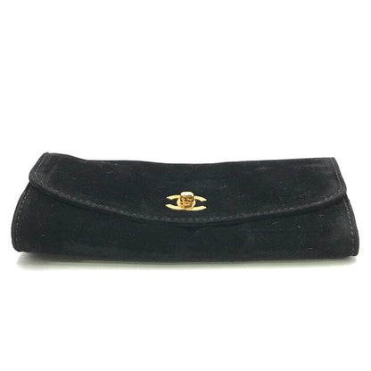 Chanel CC Logo Vintage Velour Black Brush Case Makeup Pouch — view 4