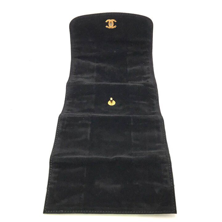 Chanel CC Logo Vintage Velour Black Brush Case Makeup Pouch — view 6
