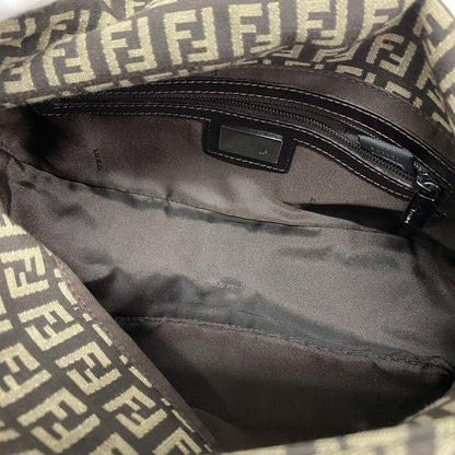 Fendi Handbag Zucchino Nylon Canvas Brown Silver — view 4