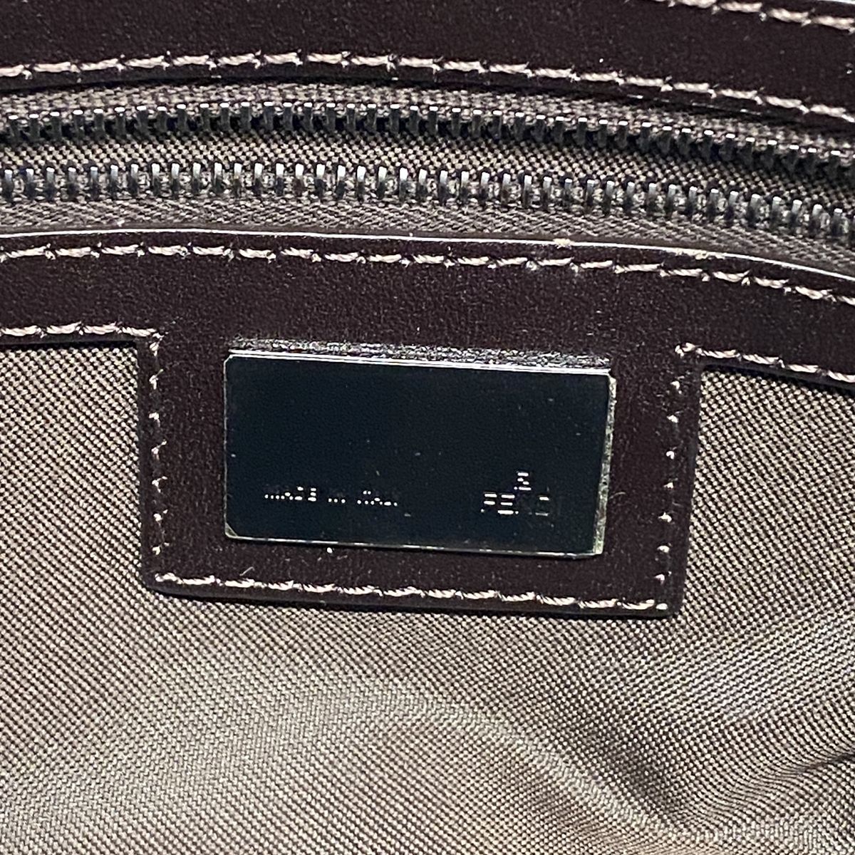 Fendi Handbag Zucchino Nylon Canvas Brown Silver — view 5