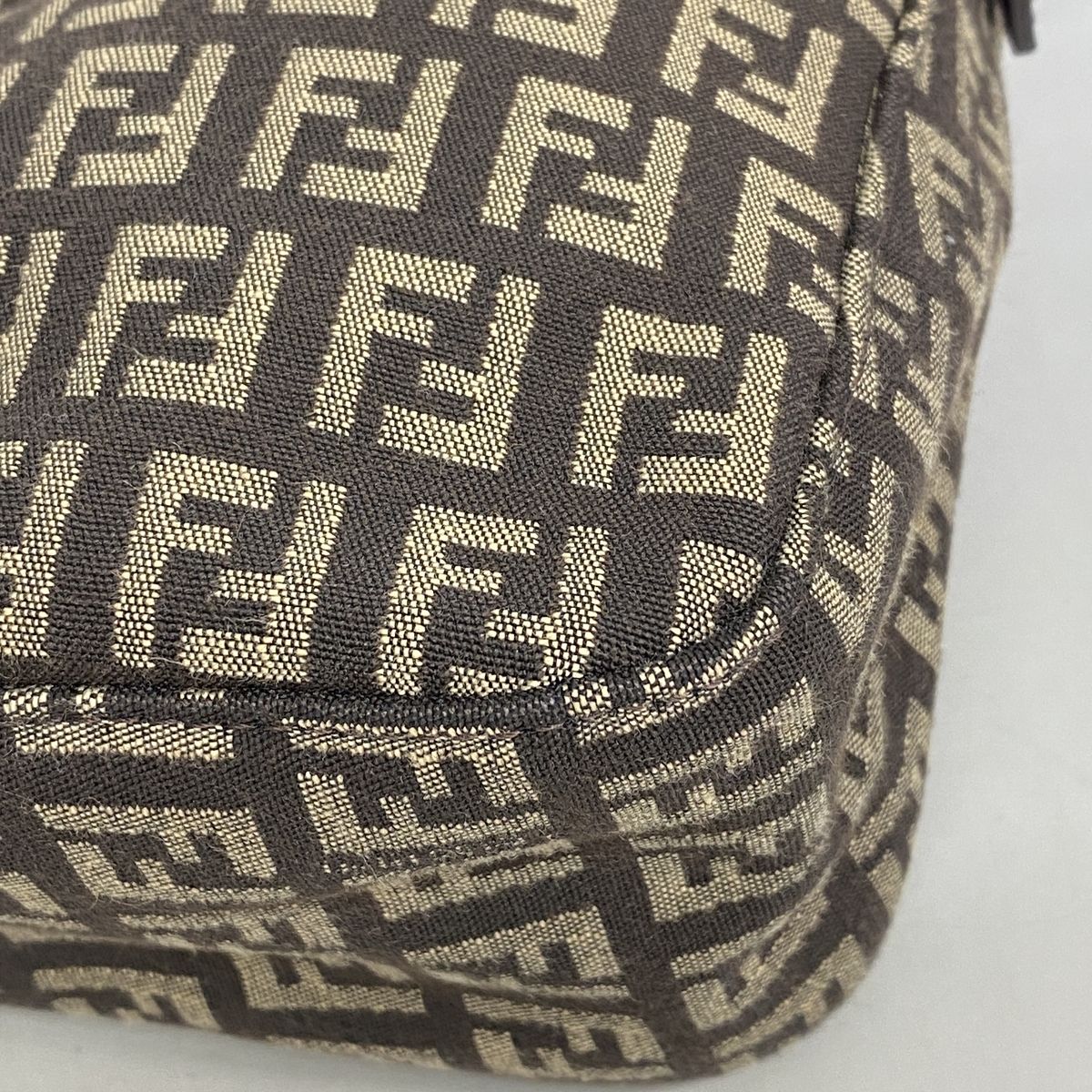 Fendi Handbag Zucchino Nylon Canvas Brown Silver — view 6