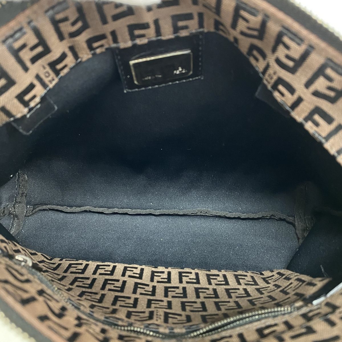 Fendi Tote Zucchino Nylon Canvas Brown Black Silver — view 4