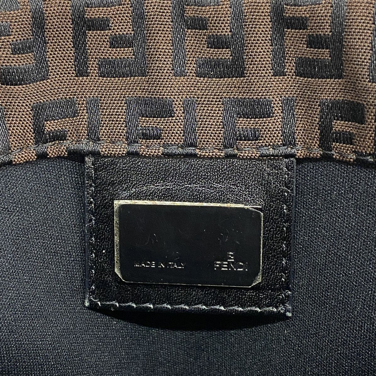 Fendi Tote Zucchino Nylon Canvas Brown Black Silver — view 5
