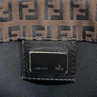 Fendi Tote Zucchino Nylon Canvas Brown Black Silver — view 5