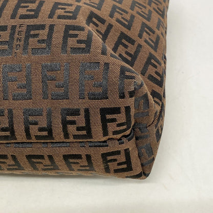 Fendi Tote Zucchino Nylon Canvas Brown Black Silver — view 6