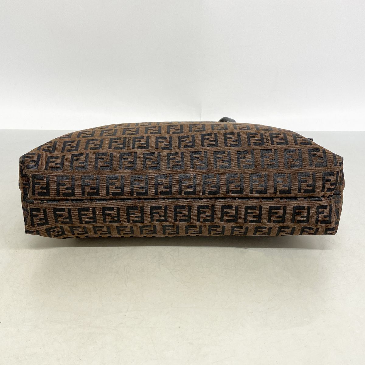 Fendi Tote Zucchino Nylon Canvas Brown Black Silver — view 3