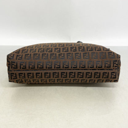 Fendi Tote Zucchino Nylon Canvas Brown Black Silver — view 3