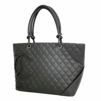 Chanel Tote Cambon Lambskin Black Gold