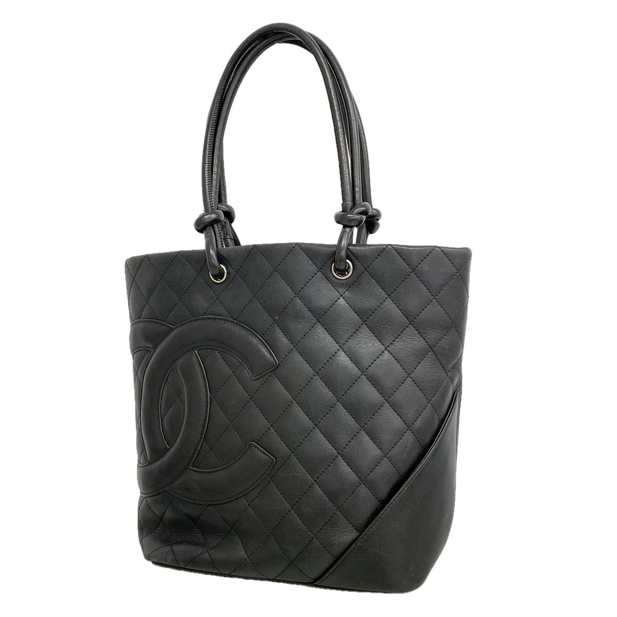 Chanel Tote Cambon Lambskin Black Silver