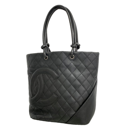 Chanel Tote Cambon Lambskin Black Silver