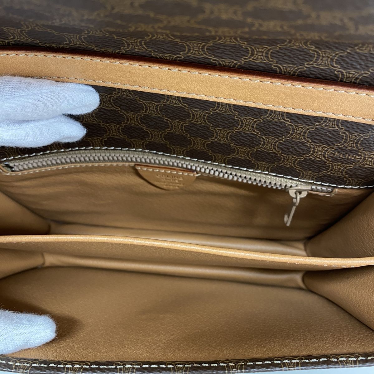 Celine Shoulder Bag Macadam Brown Gold — view 4