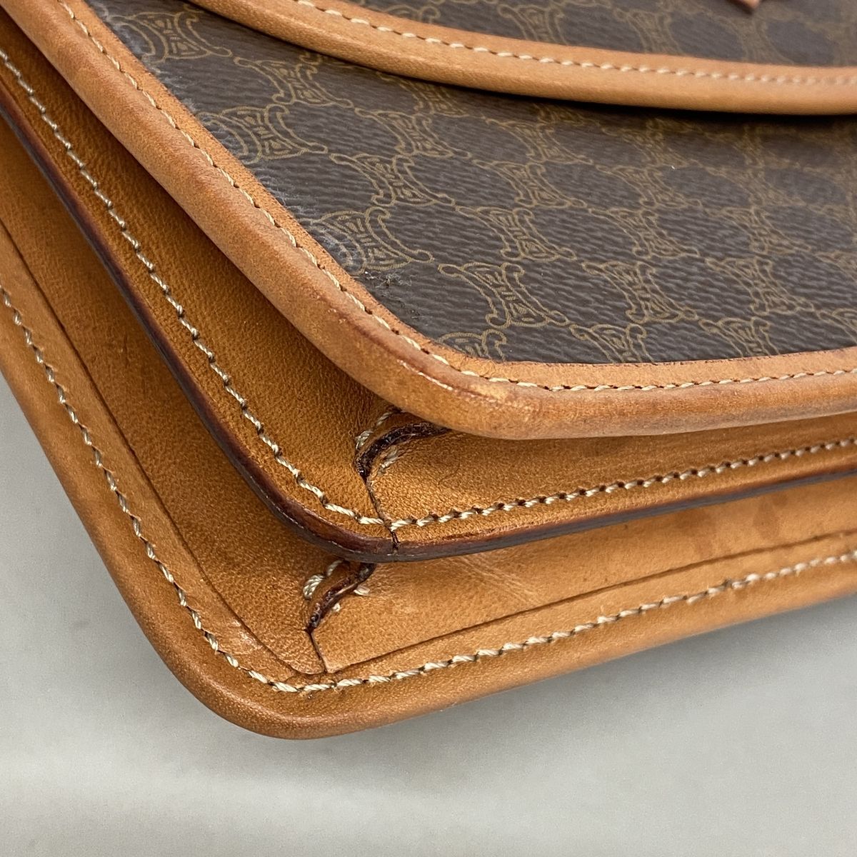Celine Shoulder Bag Macadam Brown Gold — view 6
