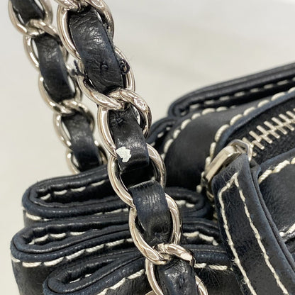 Chanel Shoulder Bag Lambskin Black Silver — view 8