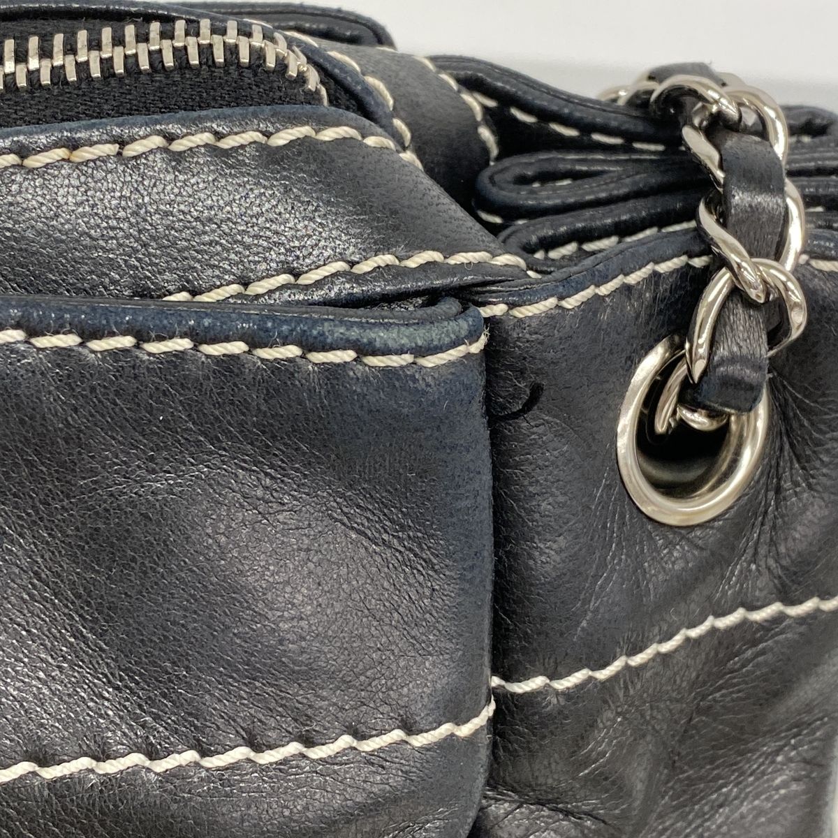 Chanel Shoulder Bag Lambskin Black Silver — view 7