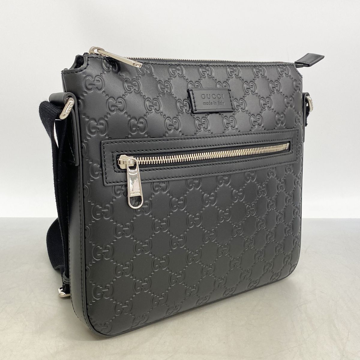Gucci Shoulder Bag Guccissima Leather Black Silver — view 2