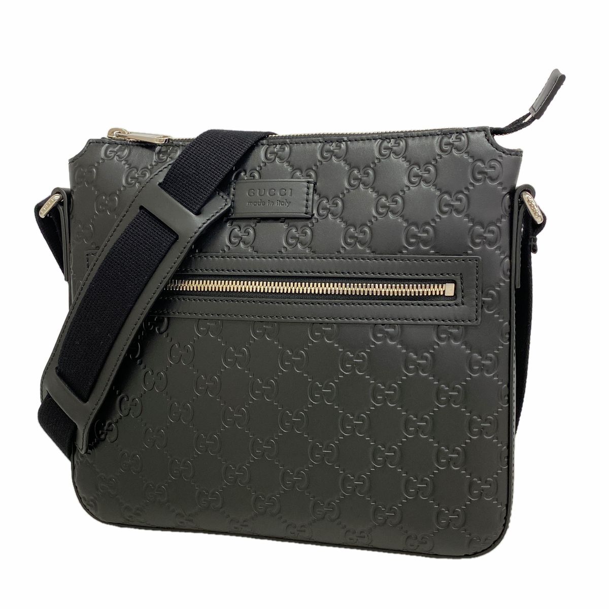 Gucci Shoulder Bag Guccissima Leather Black Silver
