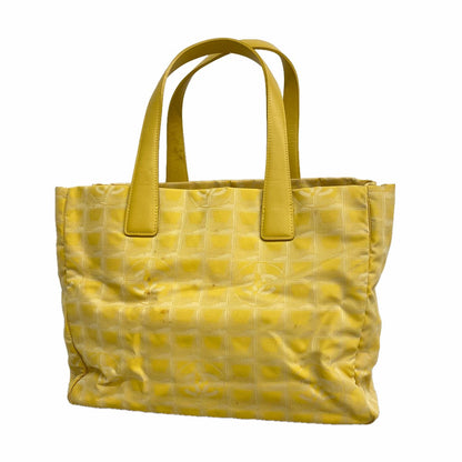 Chanel Tote New Travel Nylon Yellow Silver